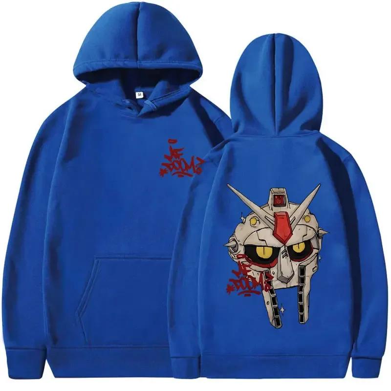 Metal Mask Pattern Men's and Women's Matching Fall/winter Warm Fleece Hoodie with Hip-hop Style
