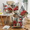 Santa Claus Red Truck Little Snowman Elements Atmosphere Christmas Pillow Cover Home Decoration Sofa Cushion