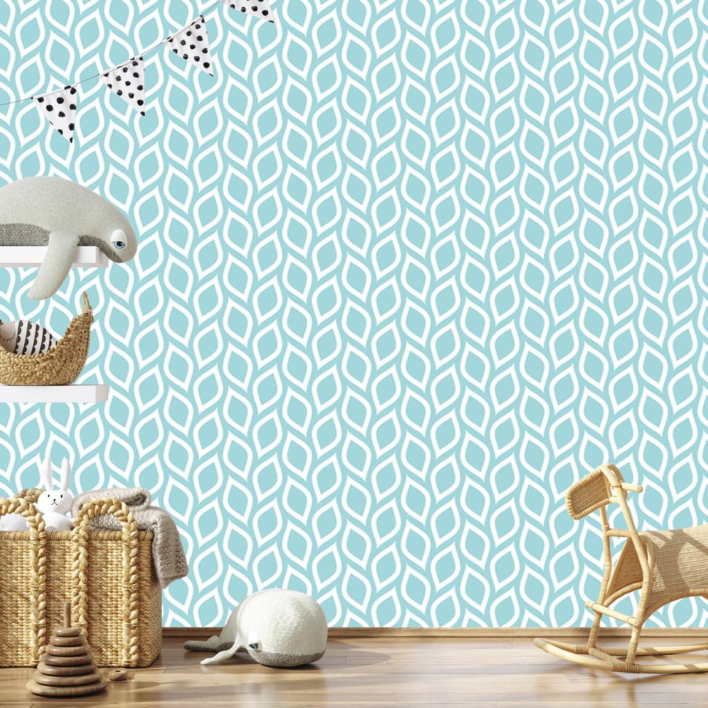 Turquoise Lemons Wallpaper in Retro Style for Living Room and Bedroom 50x1000