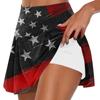 Women's Summer Casual Sports Fitness Running Yoga Tennis Skirt Independence Day Printed Pleated Skirt Shorts