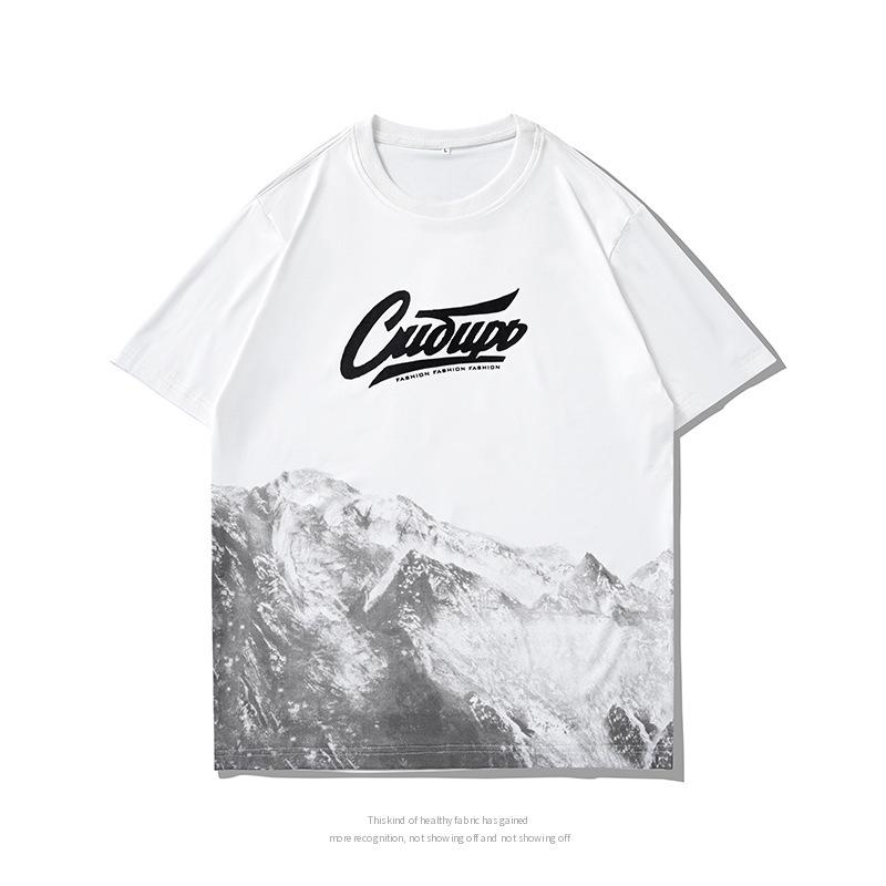 Футболка свободного кроя со смайликом, лето 2023 г. - американская уличная мода, круглый вырез, короткий рукав