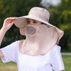 Женская летняя уличная шляпа из ледяного шелка с защитой от солнца и маской для лица - Дышащая, Милый летний стиль