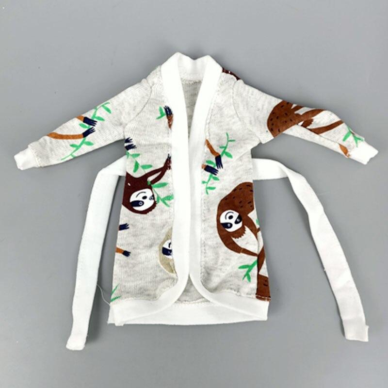 Белый халат с мультяшным принтом Bradypod для куклы Барби, костюм для ванной комнаты, зимние пижамы, повседневная одежда для сна для игрушек Барби