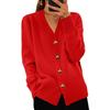 Women's Autumn/Winter V-Neck Knitted Cardigan with Heart Row Buttons