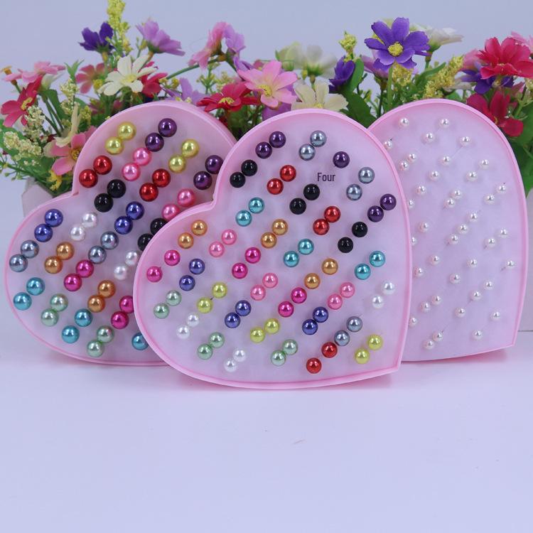 Корейский комплект серег с искусственным жемчугом – 36 пар в коробке в форме персикового сердца, бесплатная доставка