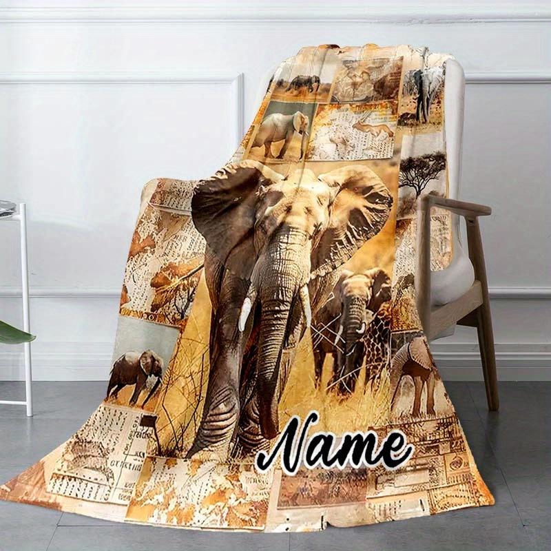 Elephant Customize Your Name Blanket Warm Comfortable And Soft Blankets Are Suitable For Home Lunch Break Blanket Office Sofa Sofa Gift To Relatives
