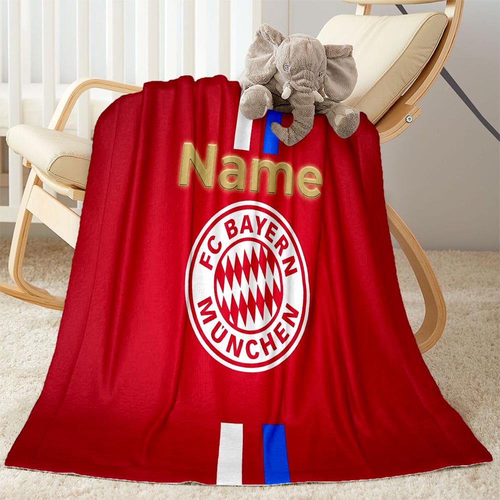 Bayern Munich Crest Personalized Text Blanket Cozy Personalized Blanket Soft & Cozy for Picnics Living Room Seaside Livingroom