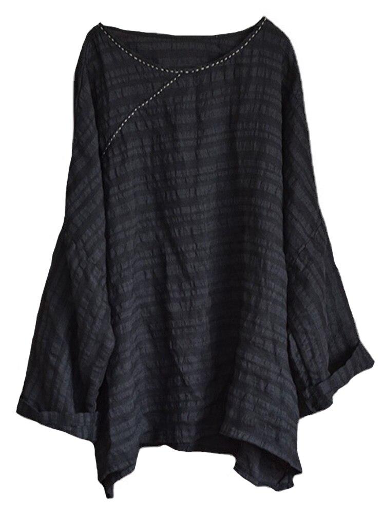 Johnature Women Linen Vintage T-Shirts Autumn Long Sleeve Loose Clothes Fall Casual Female T-Shirts