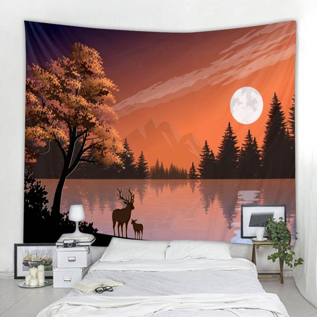 Пейзажная иллюстрация гобелен звездное небо за окном настенный висит богемный хиппи украшение дома простыня с принтом