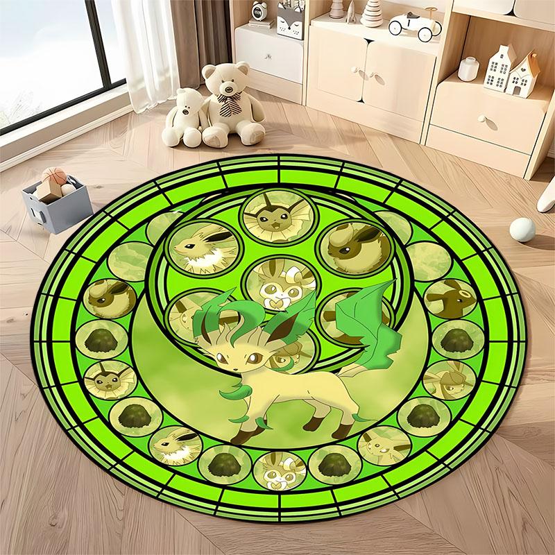 1PC Cute PokemonEevee Charizard Print Round Rug Living Room Bedroom Decor Indoor Floor Mat Decor Carpet for Teens  Adult Gifts