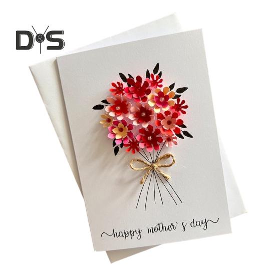 3D Pop Up открытка ко Дню матери, искусственные цветы, поздравительная открытка с конвертом и вкладышем для мамы, бабушки, жены, дочери