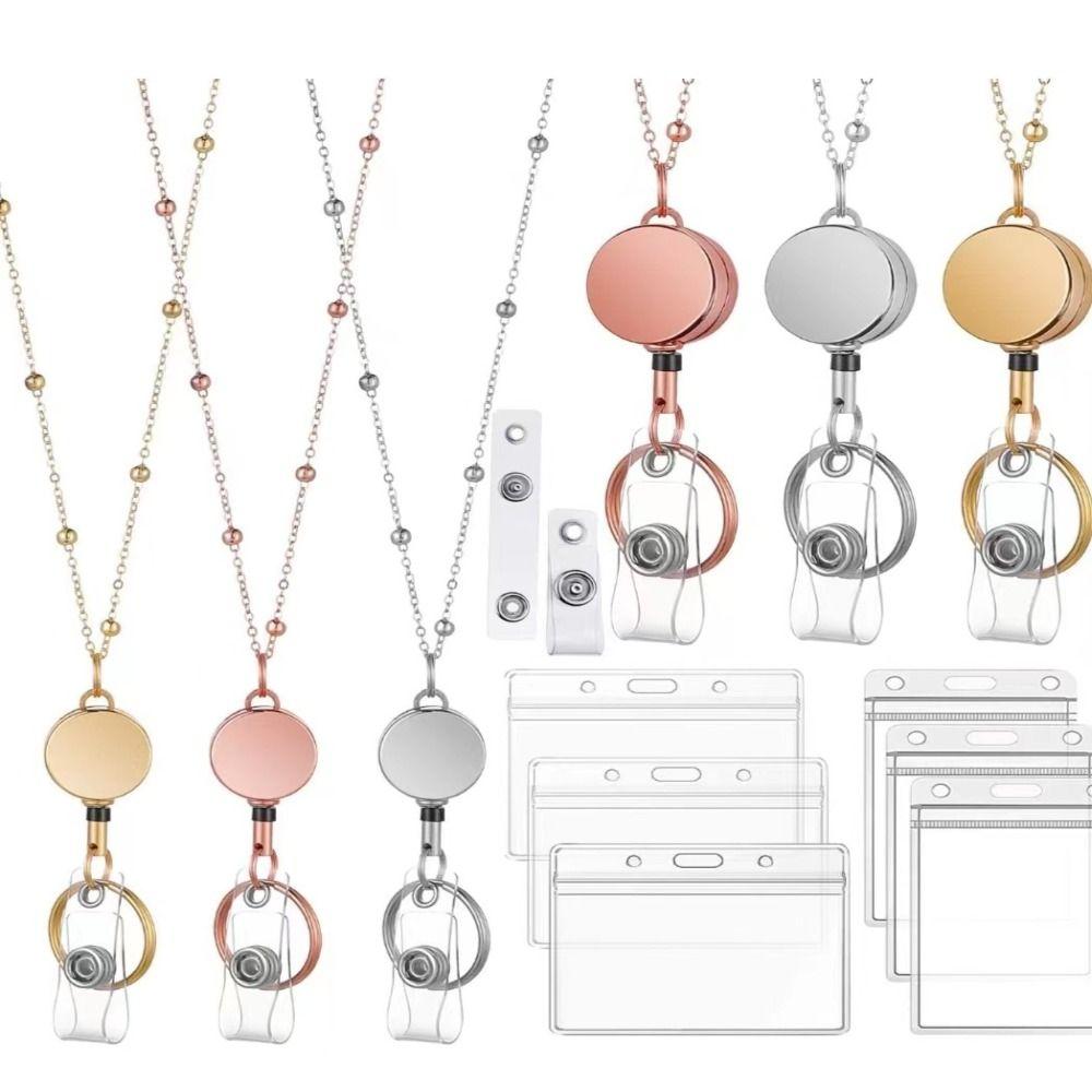 Chain Office Supplies Badge Reel Lanyard With Necklace With ID Card Holders Name Card Badge Holder