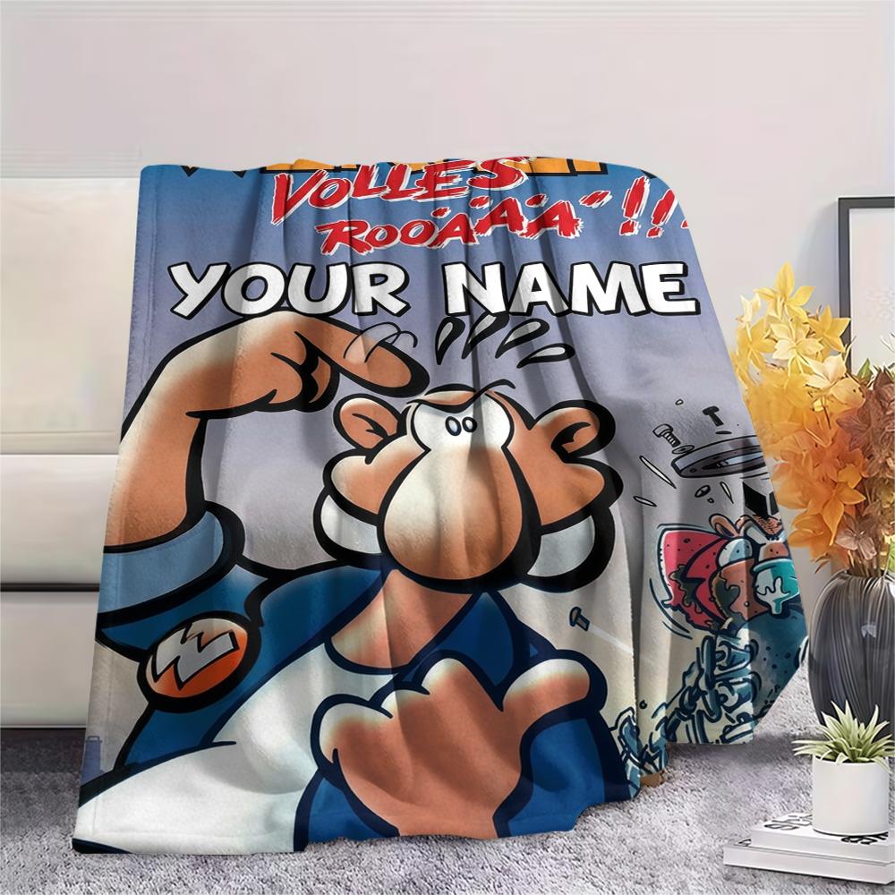 1PC Custom Name Werner Comic Patterned Flannel Blanket Suitable For All Seasons for Home Decor Warmth and Comfort Gifts Holiday Present_xia