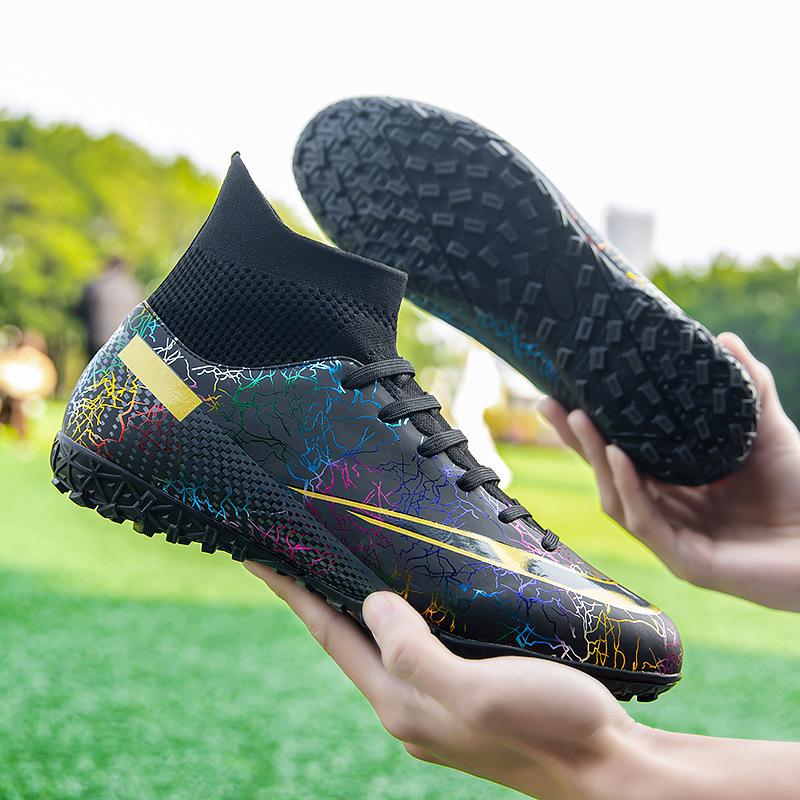 Football shoes popular high-top broken nails children adult professional training shoes large size 2024 sports shoes