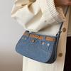 Retro Patchwork Denim Bags for Women Small Square Bag Simple Blue Shoulder Bags Fashionable Korean Niche Female New