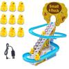 Electric Duck Climbing Stairs Toys - With 9 Duck Toys & Race Track Led Flashing Lights & Music Slide Roller Coaster Toys