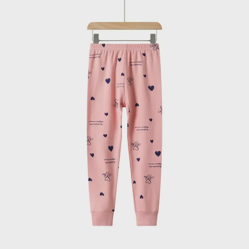 Детская осенне-зимняя пижама из чистого хлопка - теплые штаны для мальчиков и девочек