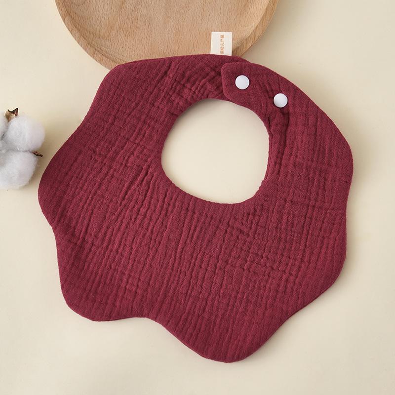 6 Layer Muslin Baby Bibs 360 Degree Rotating Drool Bibs Flower Shaped Solid Soft Skin Friendly For Infants