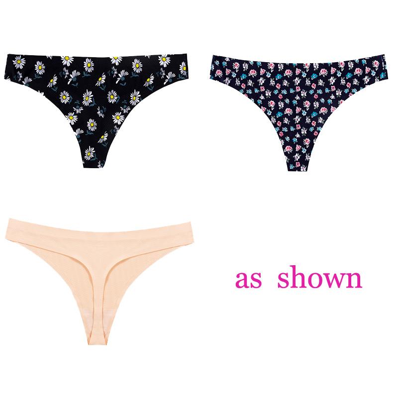 CINOON 3 шт./лот, женское сексуальное нижнее белье с цветами, соблазнительные трусики с низкой талией, стринги, дышащее нижнее белье без следов, стринги, нижнее белье