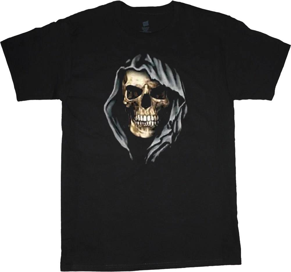 Big and Tall t-shirt hooded skull design mens king size clothing gothic tee