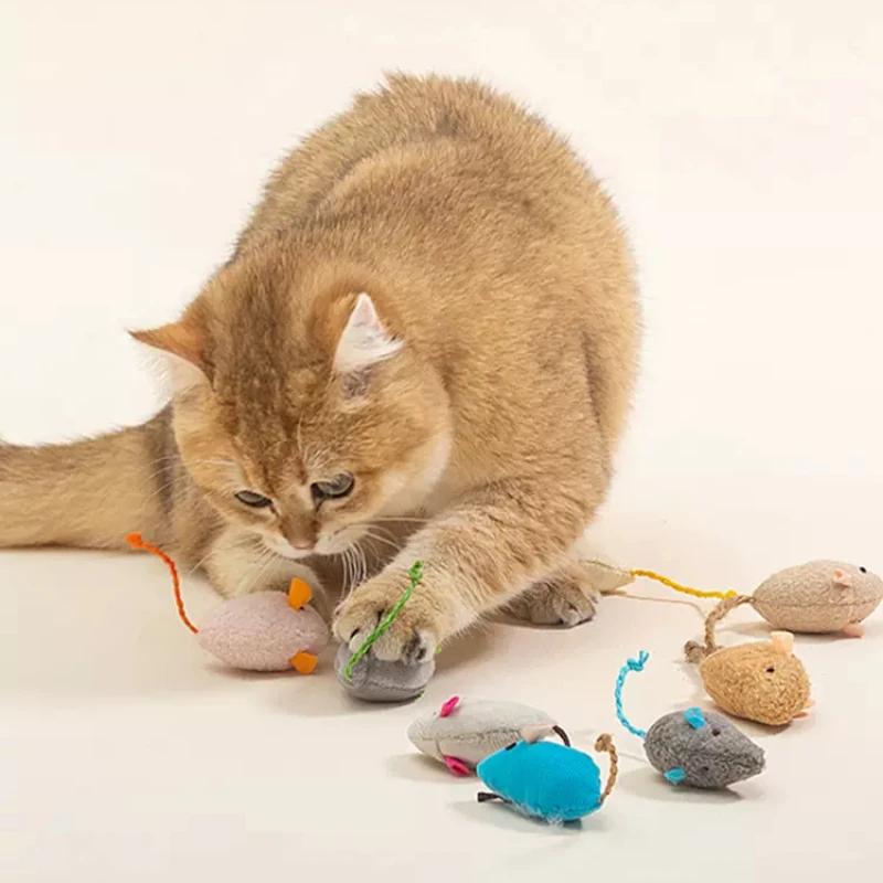 Забавная плюшевая мышь-кошка Игрушка для котенка Цветная Милая Плюшевая Фальшивая Мышь Аксессуары для домашних кошек Игрушка для питомца Мыши Кошки Игрушки с кошачьей мятой Интерактивная