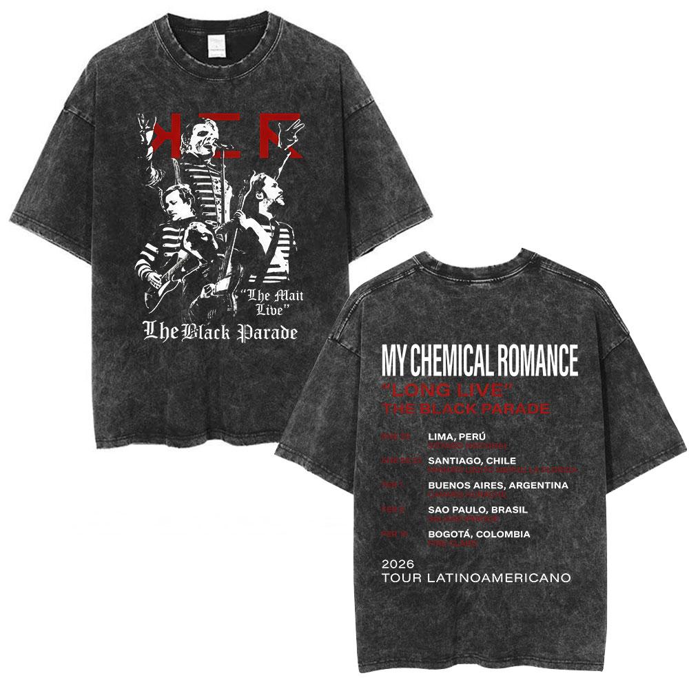 Футболка Rock Band My Chemical Romance с потертостями The Black Parade Футболки с тура Подарки для фанатов Мужская одежда Оверсайз футболки