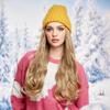 Blonde Unicorn Hat Wigs Cap with Hair Ombre Brown Blonde Color Connect Synthetic Hair Extensions Women Daily Party High Temperature