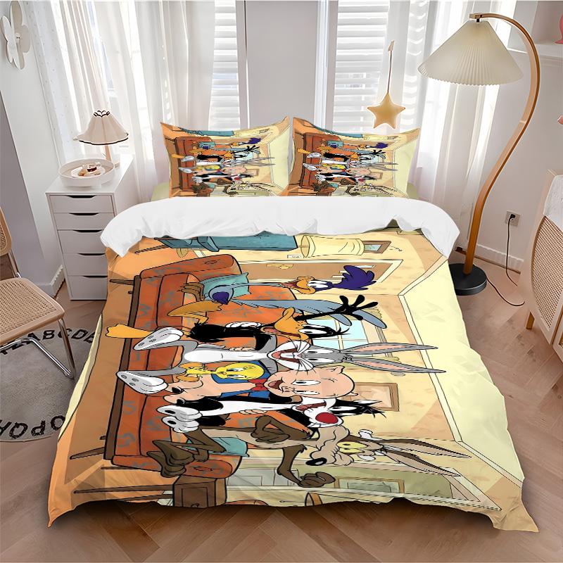 3pcs Looney Tunes Wild West Bedding Set, Includes One Quilt Cover and Two Pillowcases, Bedroom and Guest Room Decoration. T72301162