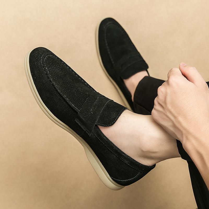 Fashion Spring British Style Suede Mens Casual Shoes Breathable Comfort Slip-on Mens Wedding Shoes Fashion Men Lazy Shoes Luxury Brand