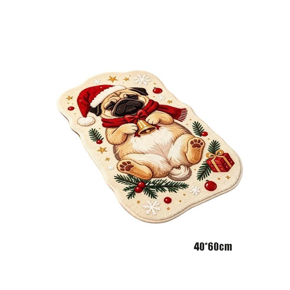 Christmas Theme Pattern Cartoon Doormat Carpet Soft Plush Faux Cashmere Rug Bedroom