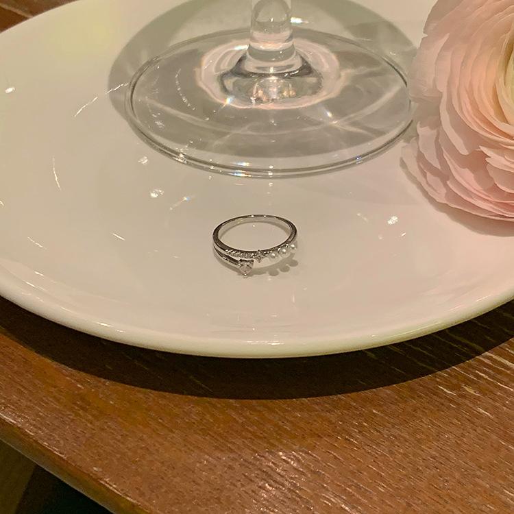 Кольцо Love Zircon для женщин, легкое, роскошное, нишевое, изысканное и милое, имитация жемчуга, кольцо в форме сердца, регулируемое