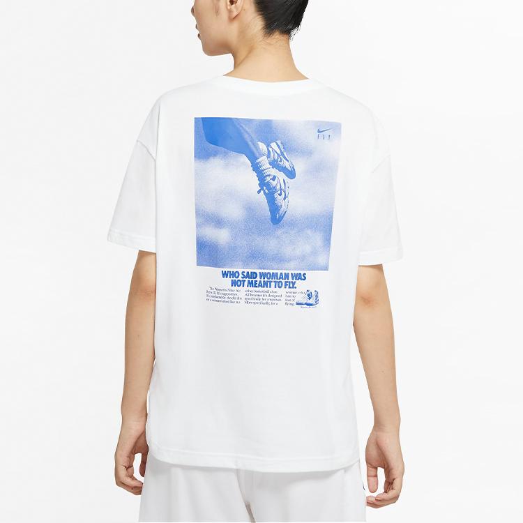Nike Футболка Dri-FIT Basketball Graphic Print Crew Neck с круглым вырезом для женщин, топы белого цвета CV0951-100
