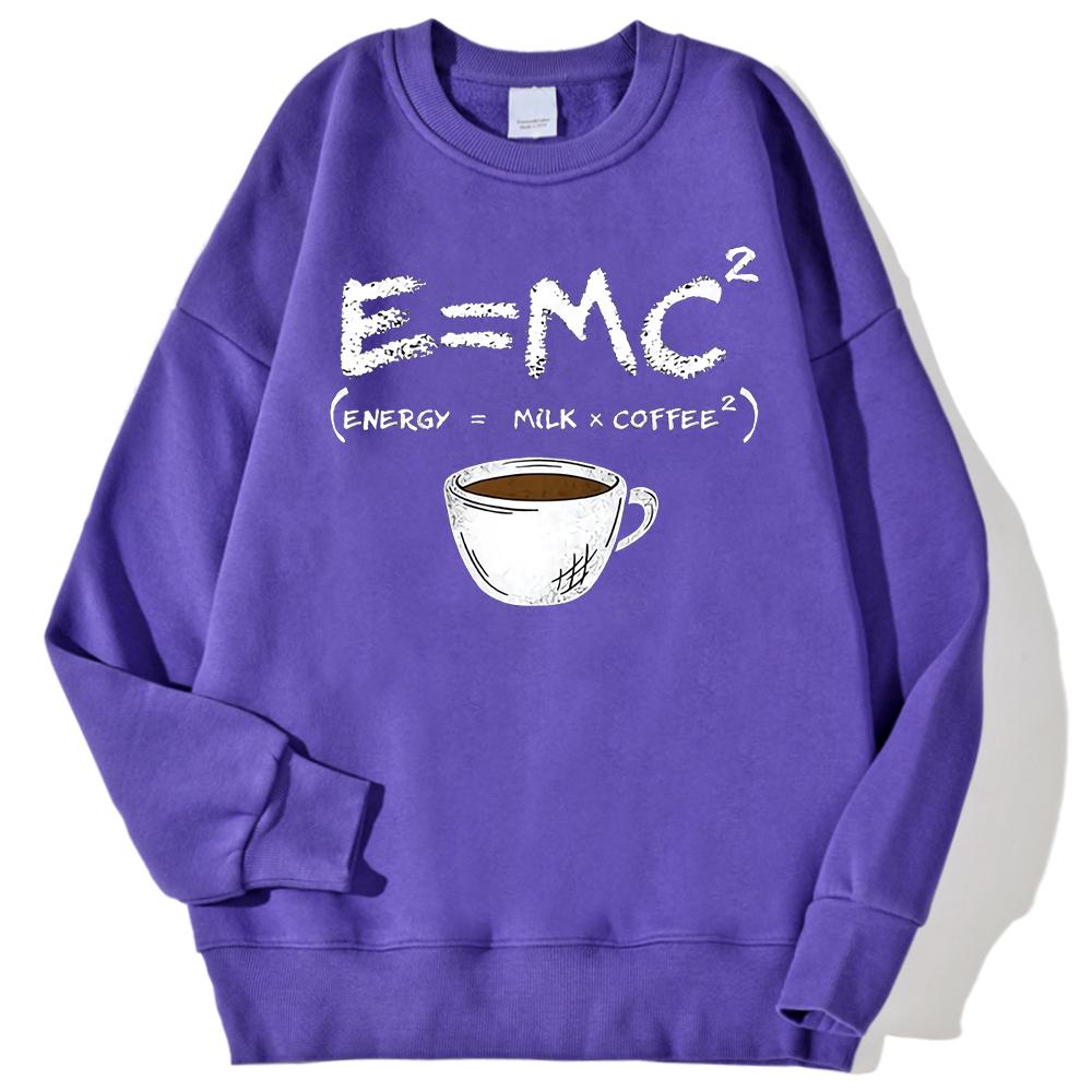 Energy=Milk+Coffee Printed Women Pullover Casual Comfortable Warm Hoodies Street Fashion Sweatshirts Autumn Fleece Sportswears