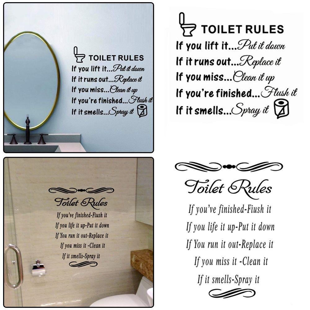 DIY Bathroom Wall Art Home Decor Quotation Decals Wall Stickers Mural Toilet Rules