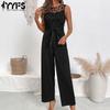 Women's Fashion Casual Summer Spring Solid Color Print Sleeveless O-Neck High Waist Trousers Jumpsuits & Rompers
