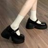 Fashion Little Mary Jane Thick Soled College Style Black Shiny Small Leather Shoes Versatile Shallow Mouth Single Shoes