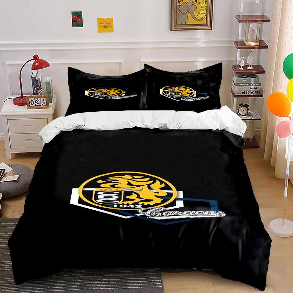 Golden Lion Emblem with Caracas Text Print Bedding Set Duvet Cover Pillowcases (1* Duvet Cover 2* Pillowcases Do Not Include Comforter)
