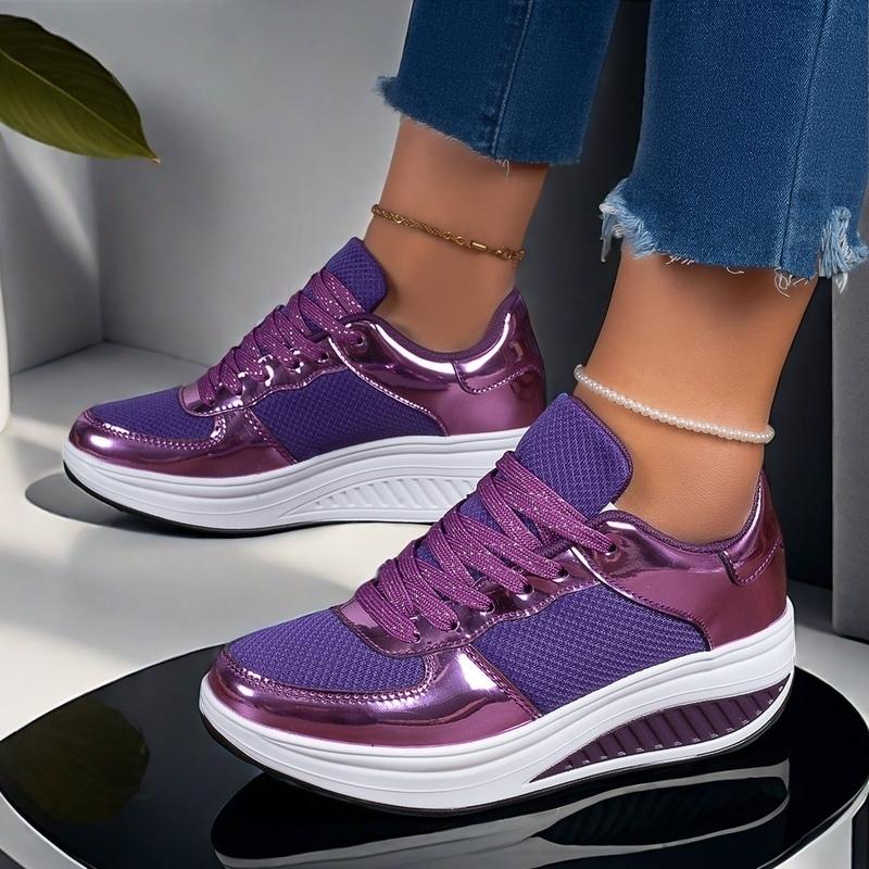 Purple Mesh Breathable Women Casual Sneakers Lace-up Vulcanized Shoes Ladies Platform Sneakers Female Shoes Plus Size Zapatos De