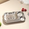 Multi Grids Children Divided Dinner Plate Square Shaped Stainless Steel Plate  Kindergarten School
