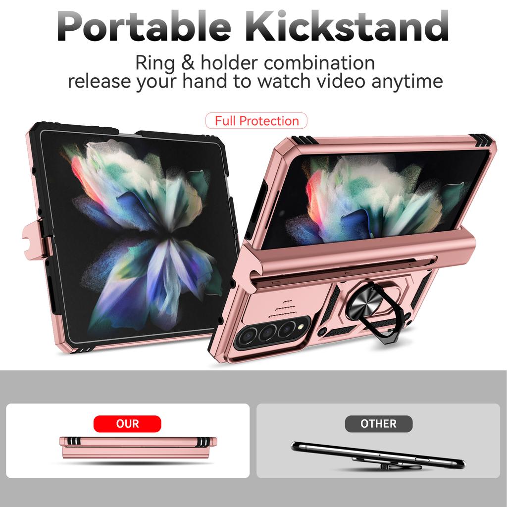 Magnetic Portable Ring Holder Funda Case For Samsung Galaxy Z Fold 4 5g Fold4 Zfold4 Lens Protection Phone Accessories Cover