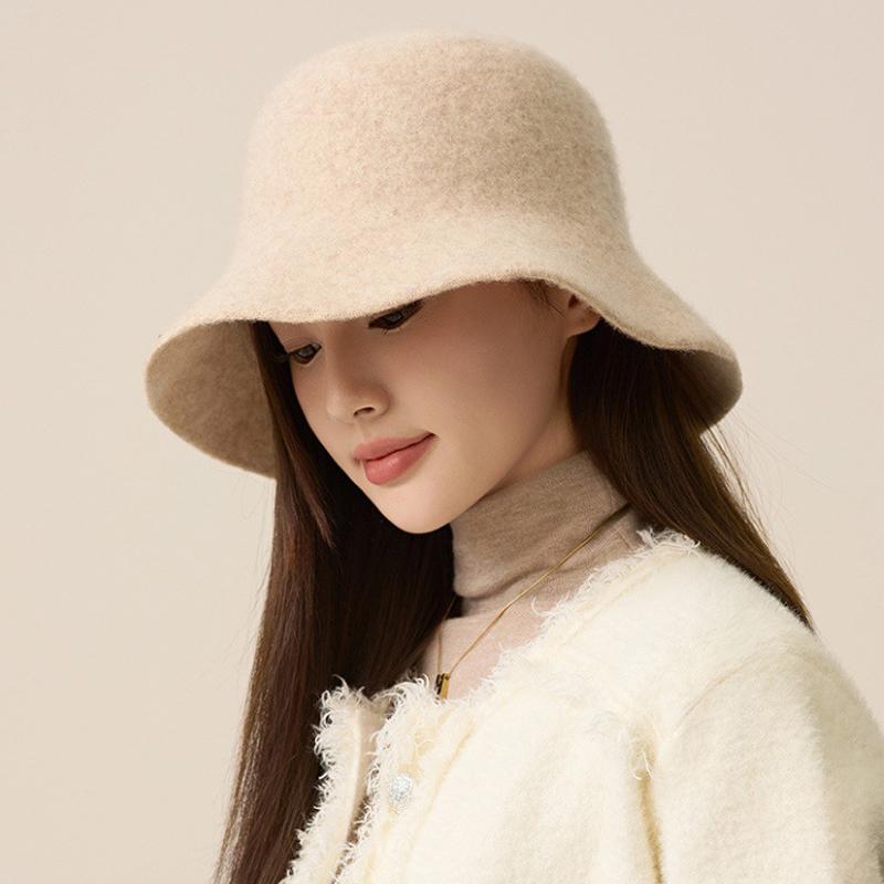 Женская шерстяная шляпа рыбака, однотонная шляпа-ведро, теплая шляпа для отдыха на природе