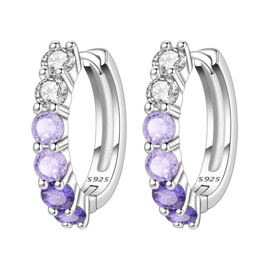 Orstarry S925 Silver Hoop Earrings Sparkling Blue Yellow Zircon Jewelry For Women Party Gifts