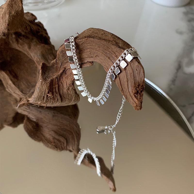 ANENJERY Женские модные ювелирные изделия, двухслойный квадратный диск с кисточками, браслет для женщин, милые темпераментные украшения ручной работы