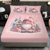 3pcs Pink Romantic Christmas Dwarf Print Coreless Bed Sheet Set Multi Size Bedcover Bedroom Bedding Decoration Machine Washable