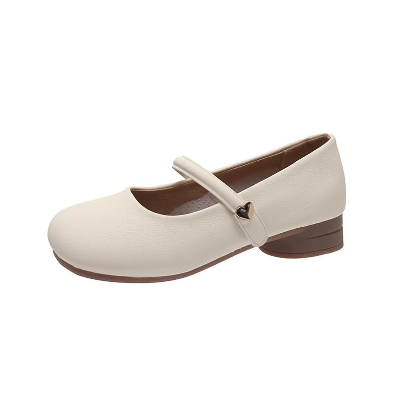 Французские туфли на толстом каблуке, женские, 2025 весна-лето, новые, универсальные, вечерние, под юбку, Мэри Джейн, маленькие кожаные туфли, натуральная кожа, w