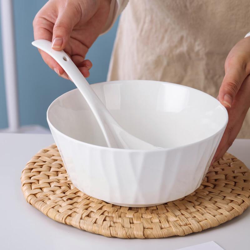 Керамическая суповая тарелка Jingdezhen 7,5 дюйма с ложкой