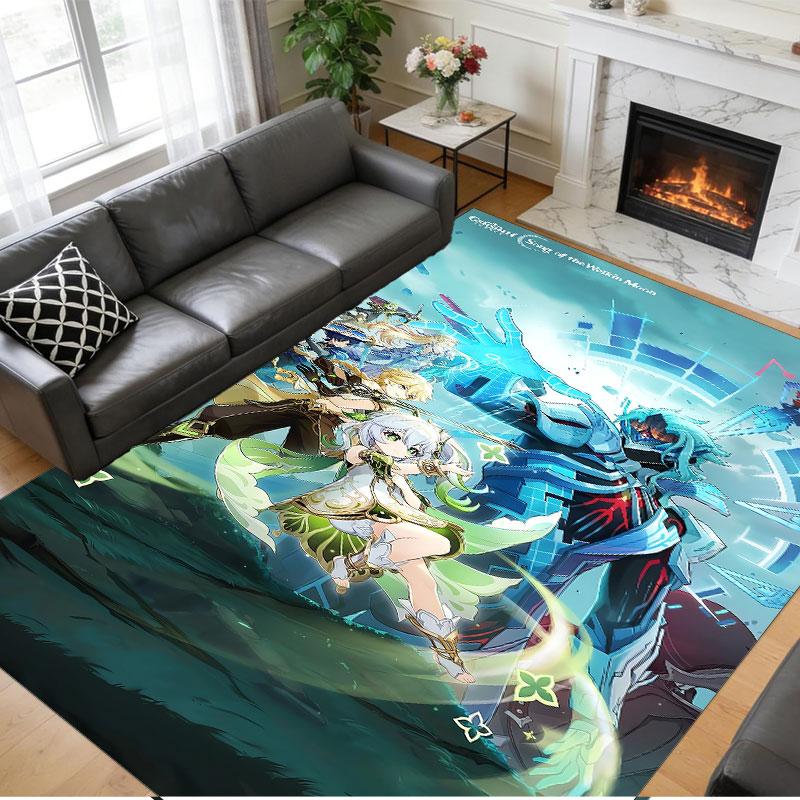 Crystal Velvet Rug Soft Non Slip Indoor Floor Mat Home DecorGenshin Impact