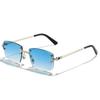HBK 2022 Luxury Sunglasses Custom Designer Small Rectangle Sun Glasses 2022 Trendy Woman Rimless Sunglasses