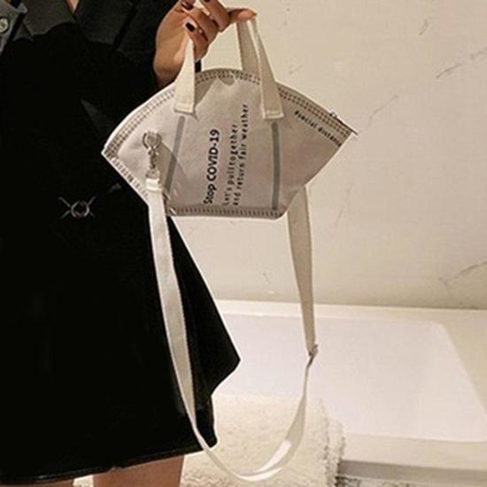 Модная индивидуальная забавная сумка в форме маски, творческая сумка для отдыха, большая вместительная парусиновая большая сумка, сумка через плечо с буквенным принтом