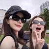 Internet celebrity square narrow frame sunglasses new sunglasses women sunscreen face small sunglasses